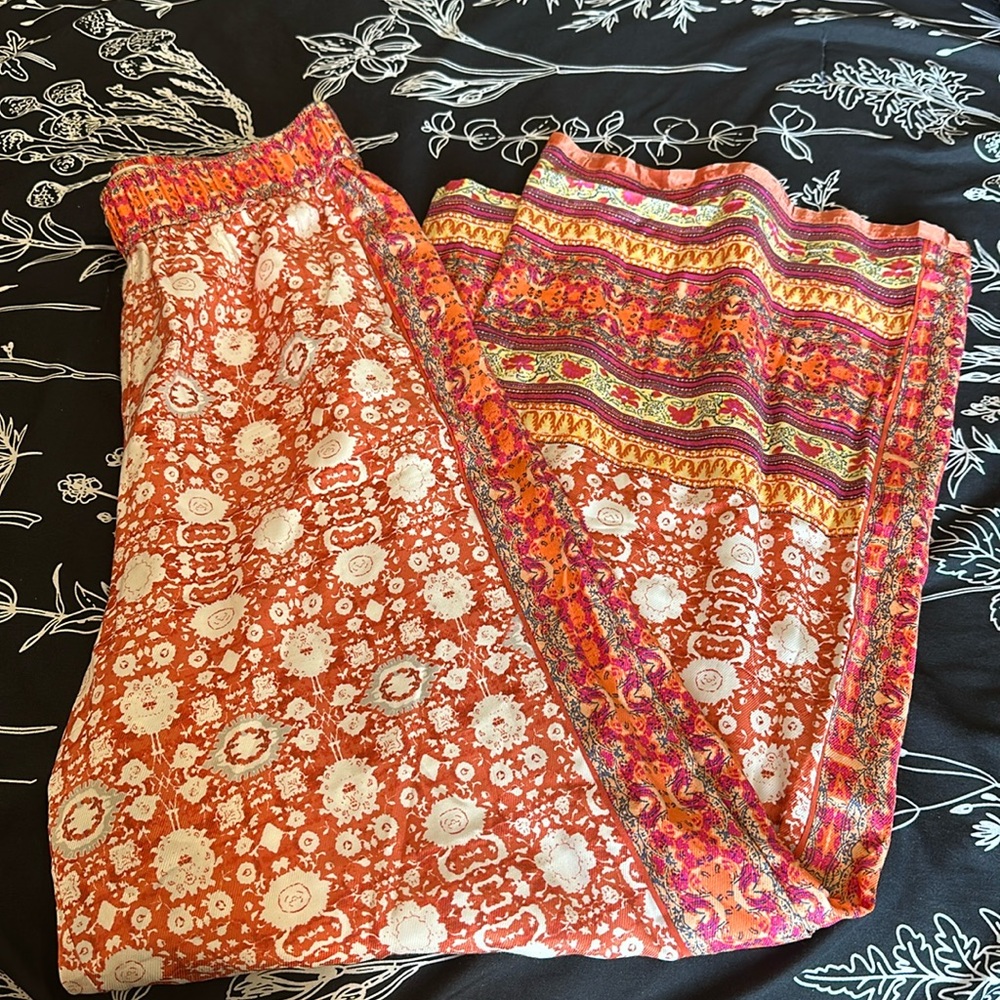 Anthropologie floral wide leg pants